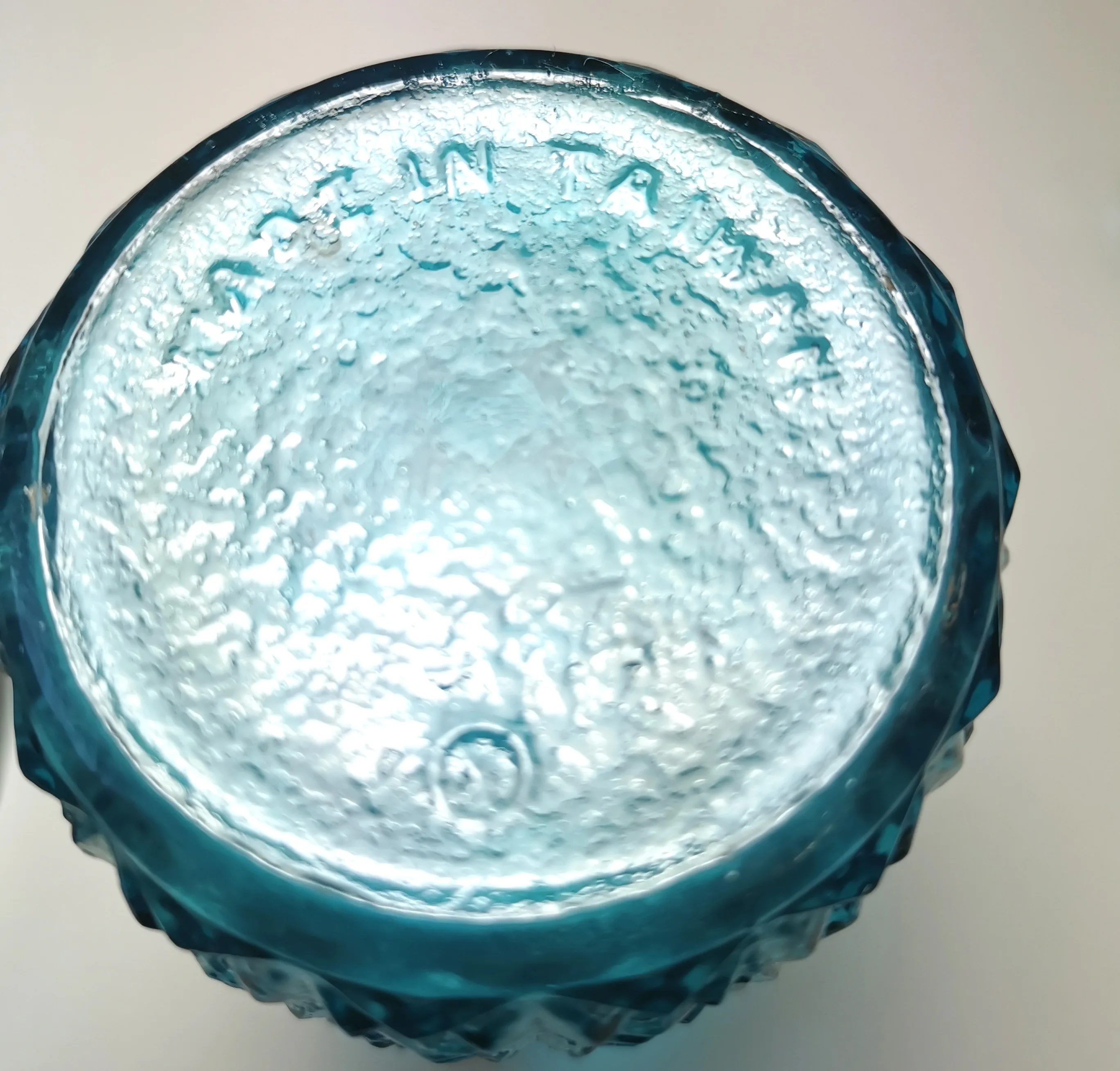 Blue Glass Cruet Vintage Diamond Pattern image indicator(10)