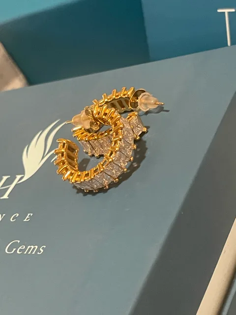 14k Gold Plated Prism Crown Hoops