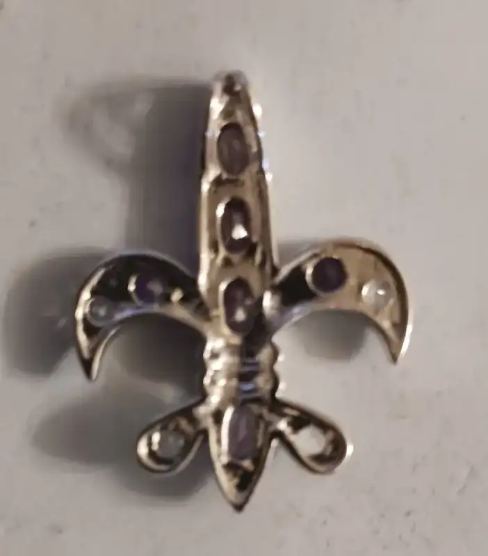 Heraldic Fleur-de-lis Sterling Silver Pendant W/Citrine &Topaz - photo 2