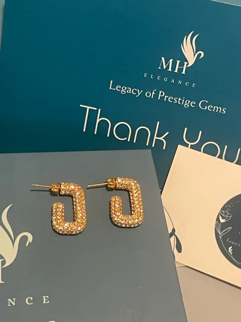 18k Gold Plated Pavé Hoop Earrings image indicator(2)