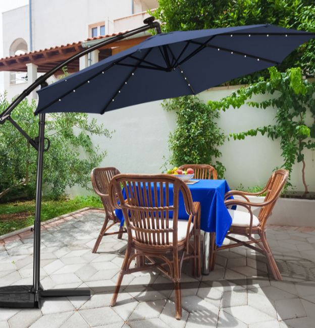 Costway 10FT Patio Offset Umbrella Solar LED 360degrees Rotation - photo 5