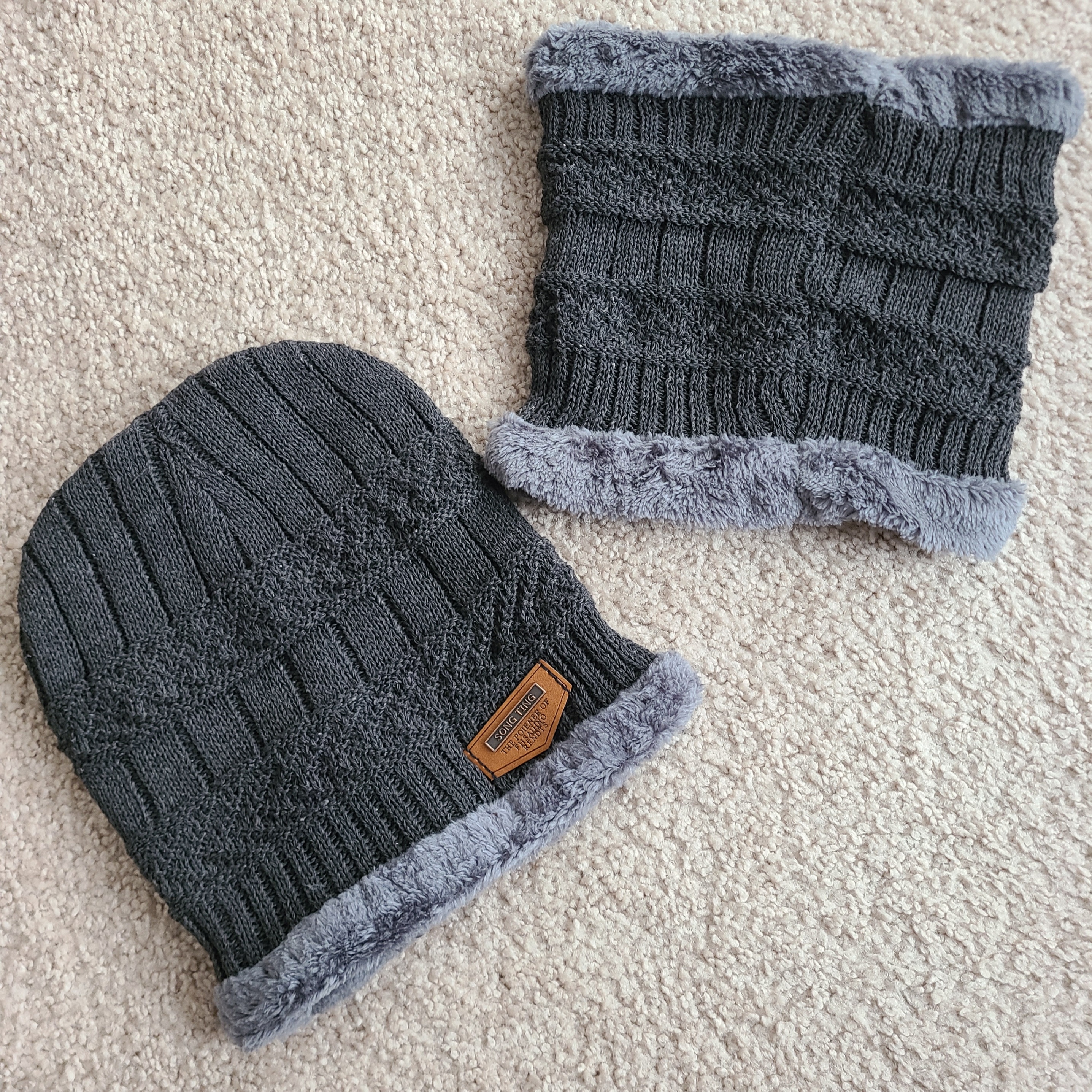 Men's Winter Thermal Knit Hat & Neck Warmer Set (2 pc)