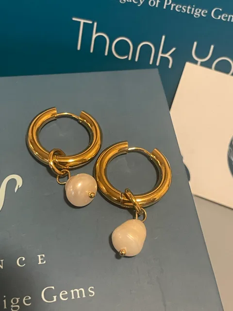 14k Gold Plated Goldie & Pearl Hoops