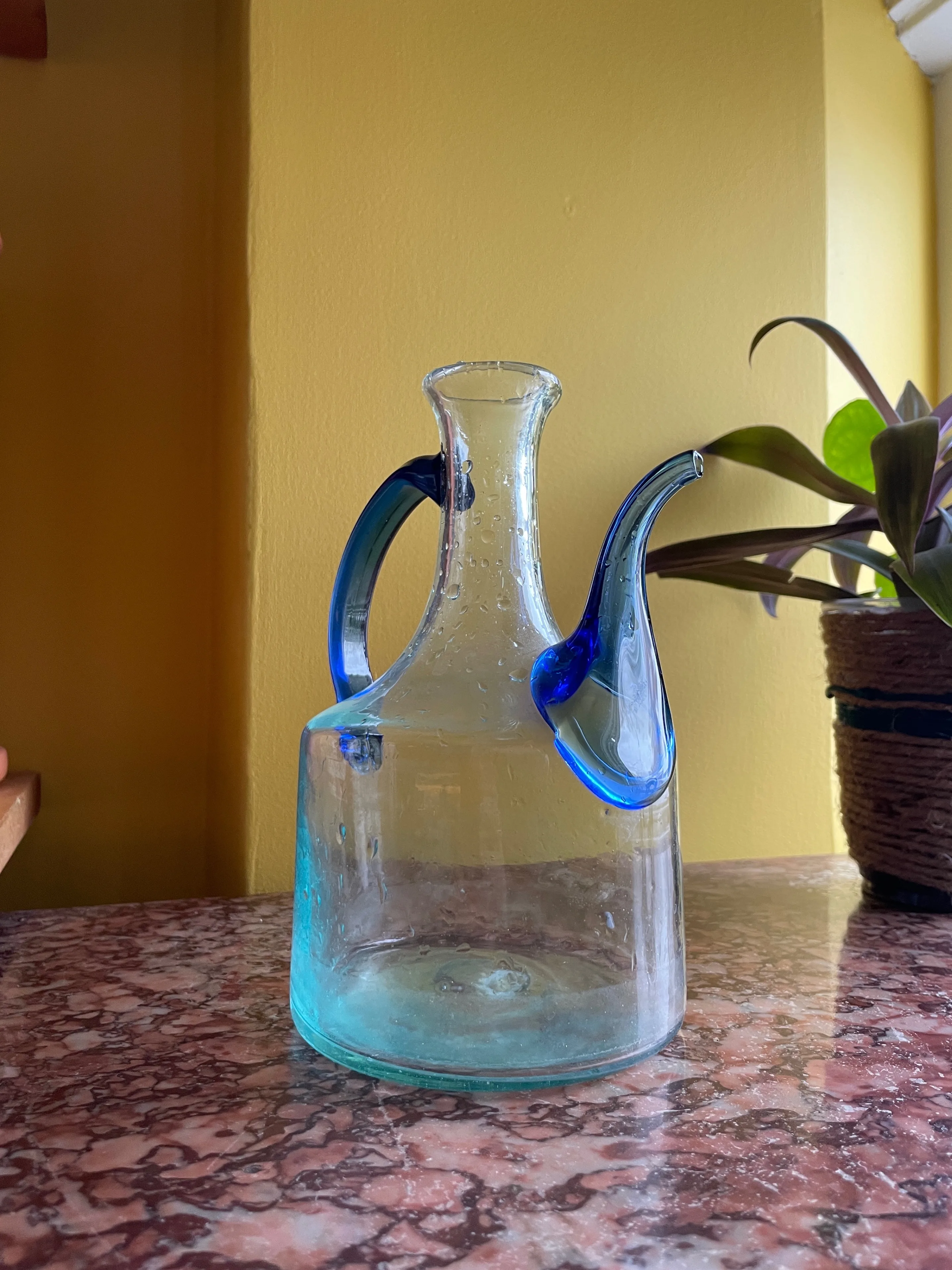 Vintage hand blown glass oil and vinegar cruet set. image indicator(5)