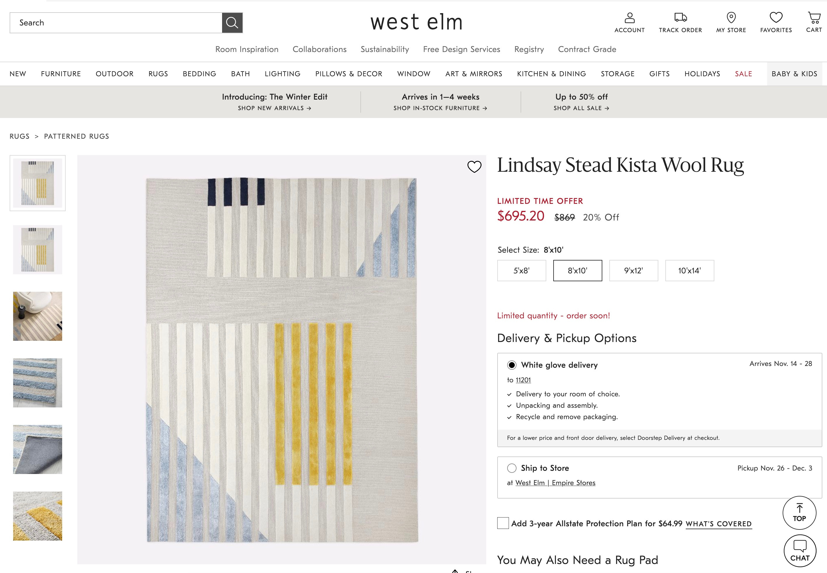 8x10 West Elm Wool Area Rug from Shoes off household - photo 5