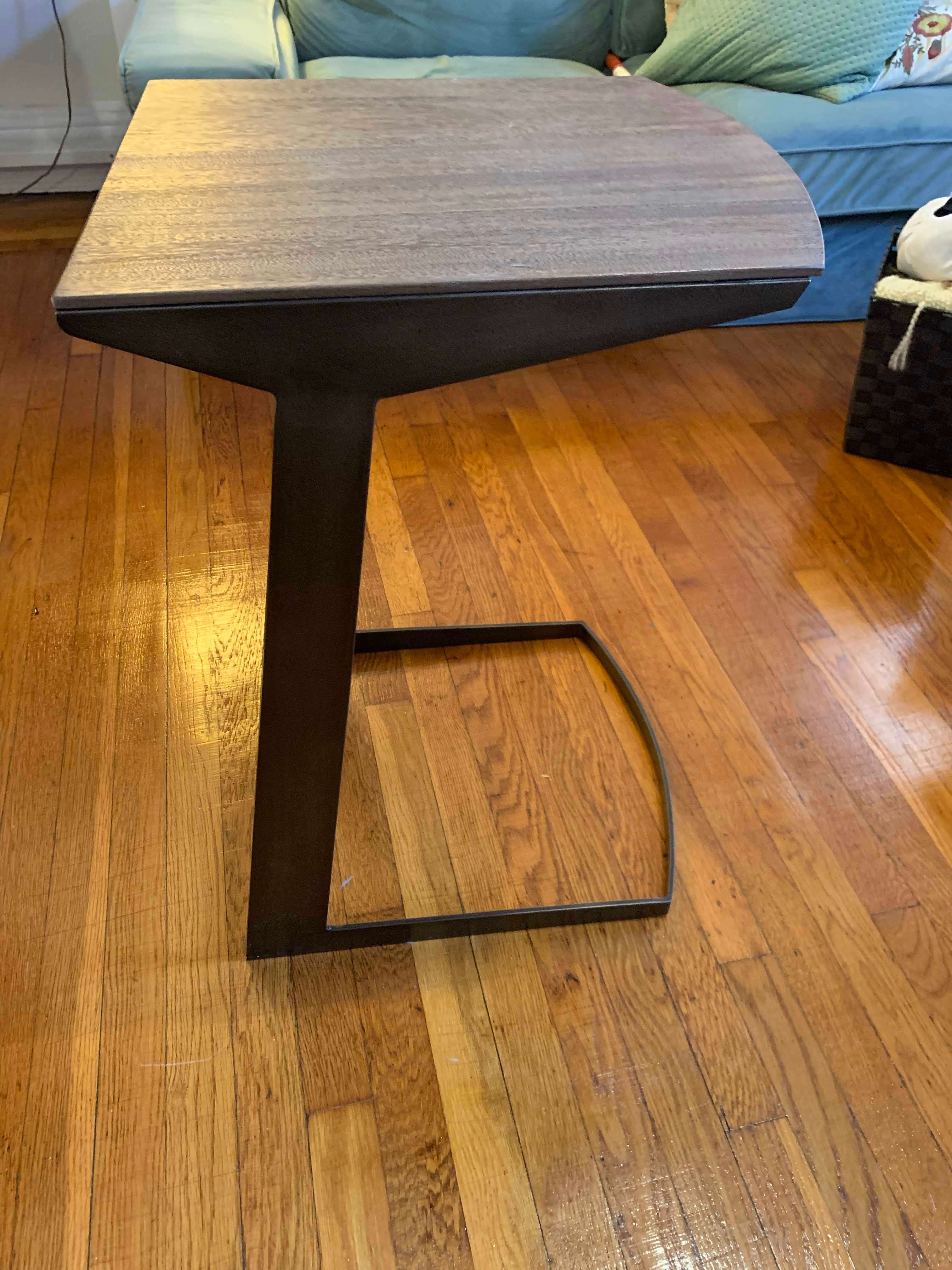 Modern metal and wood side table - photo 2