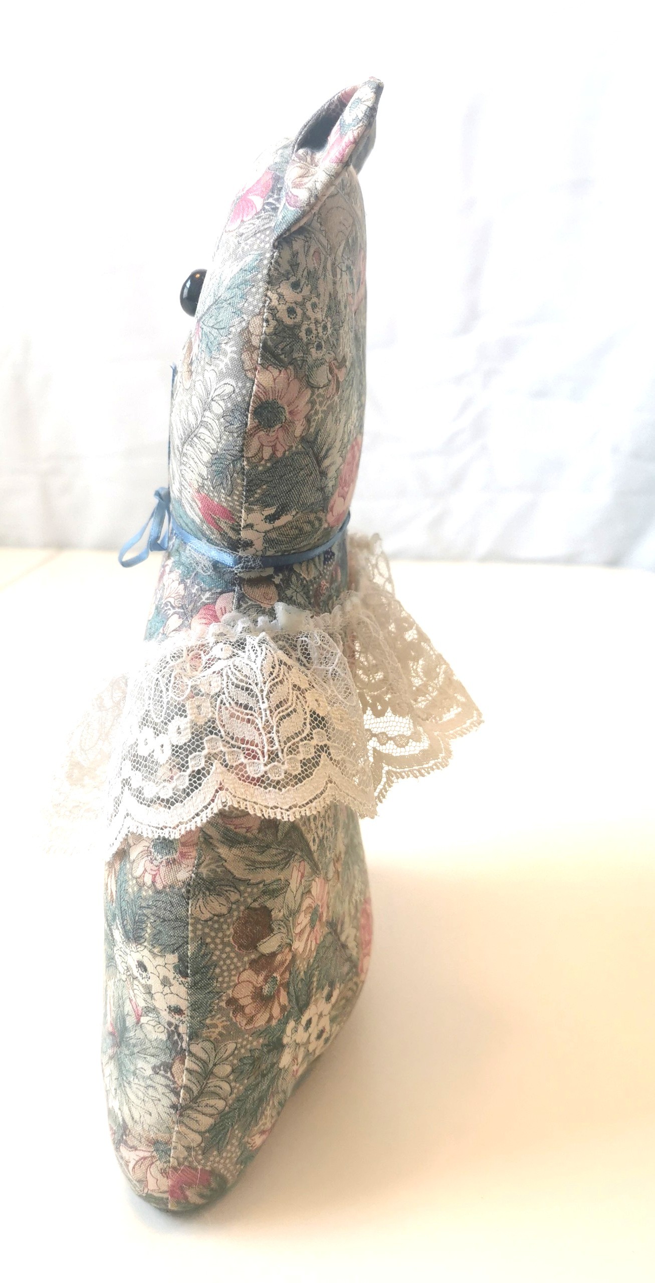 Vintage Quilted Kitty Cat Door Stop Hand Made Folk Art Weighted - photo 2