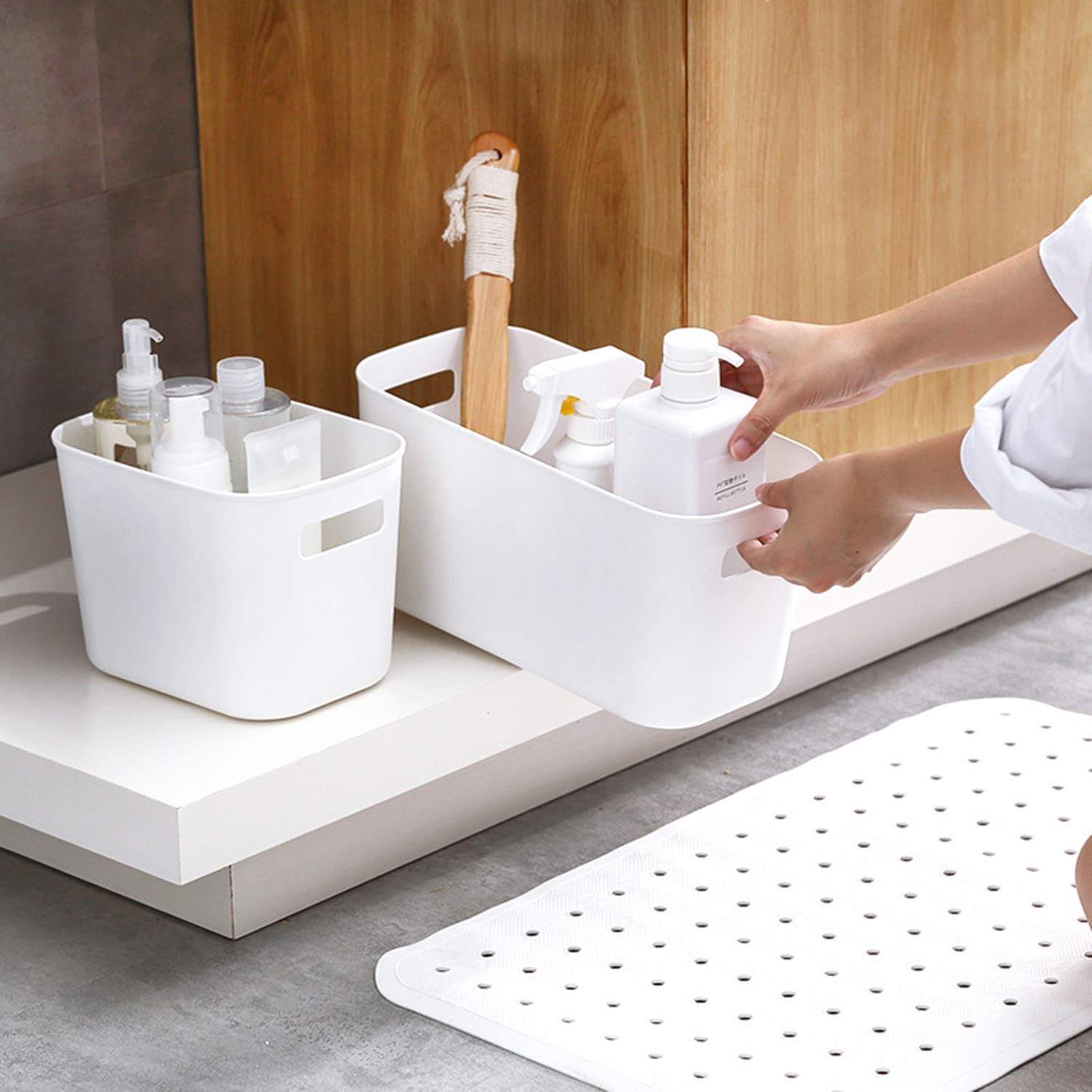 6-Pack White Plastic Storage Bins with Handles - photo 2