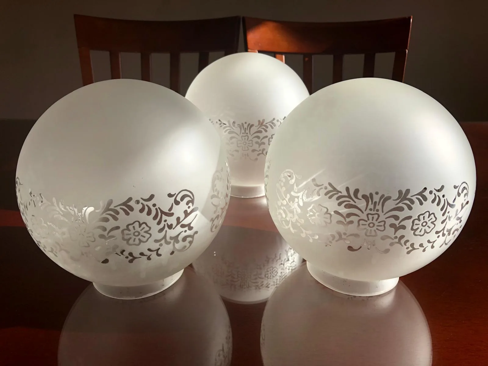 Set Of 3 Glass Globe light fixture