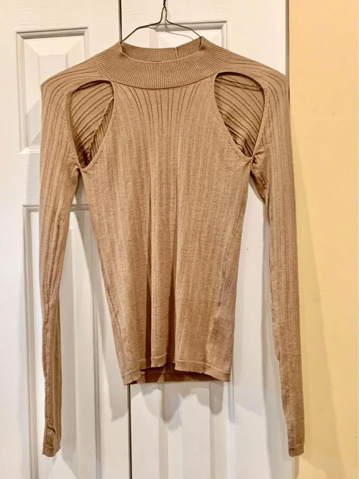 Forever 21: Mocha Long Sleeve Ribbed Sweater Top (Medium) — NWT