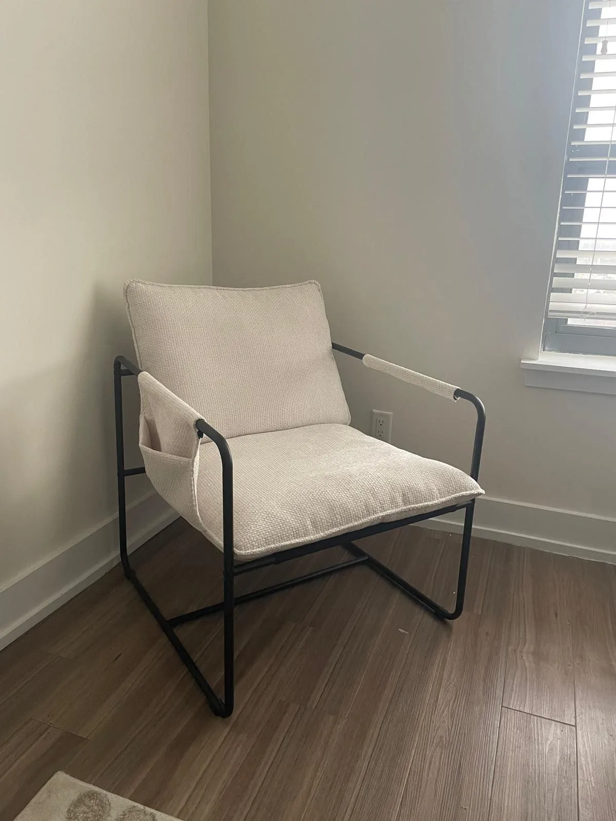 Cream Armchair, Metal Frame