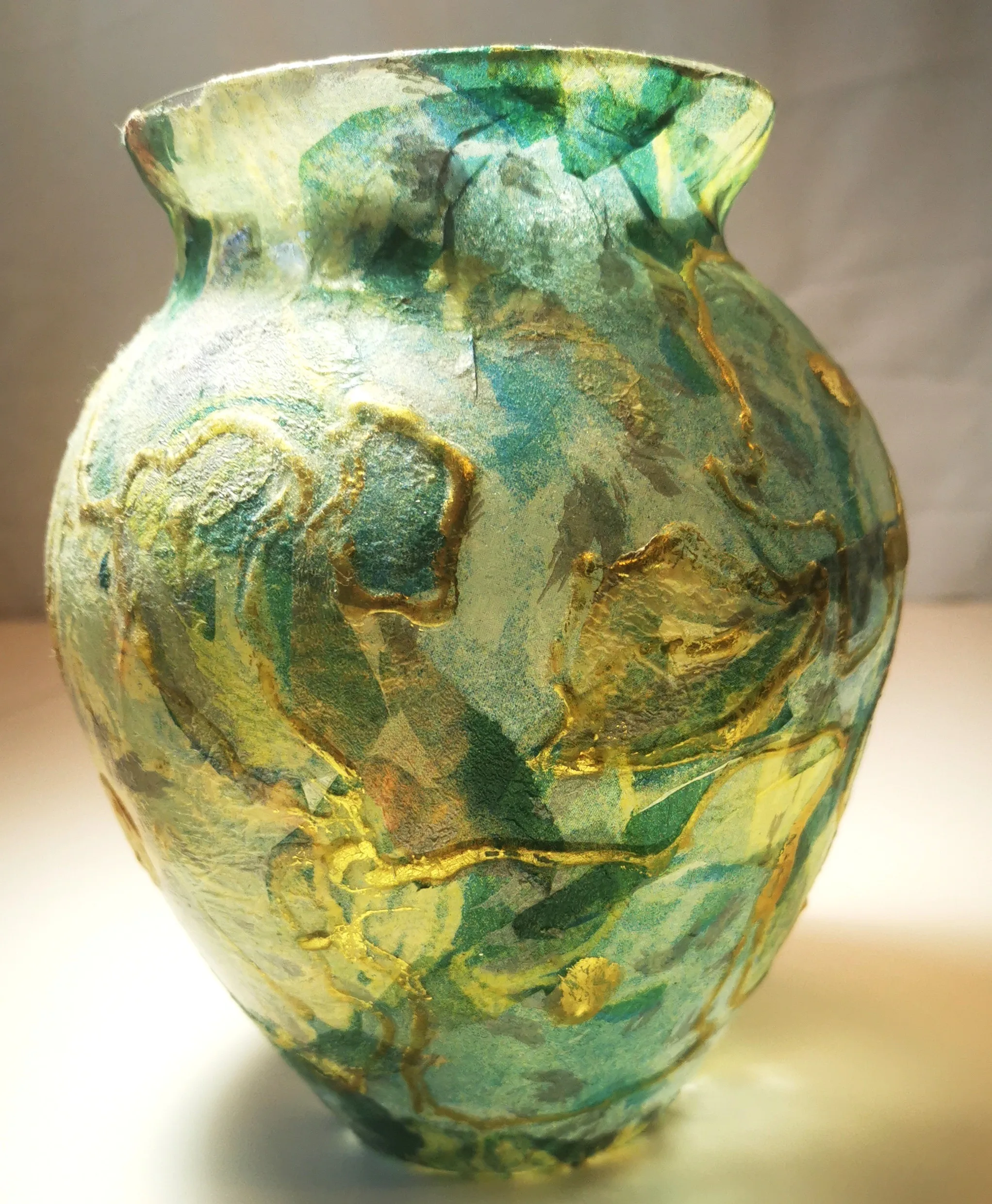 Handmade Decorative Vase with Floral Design 7.5" Tall Vintage image indicator(5)