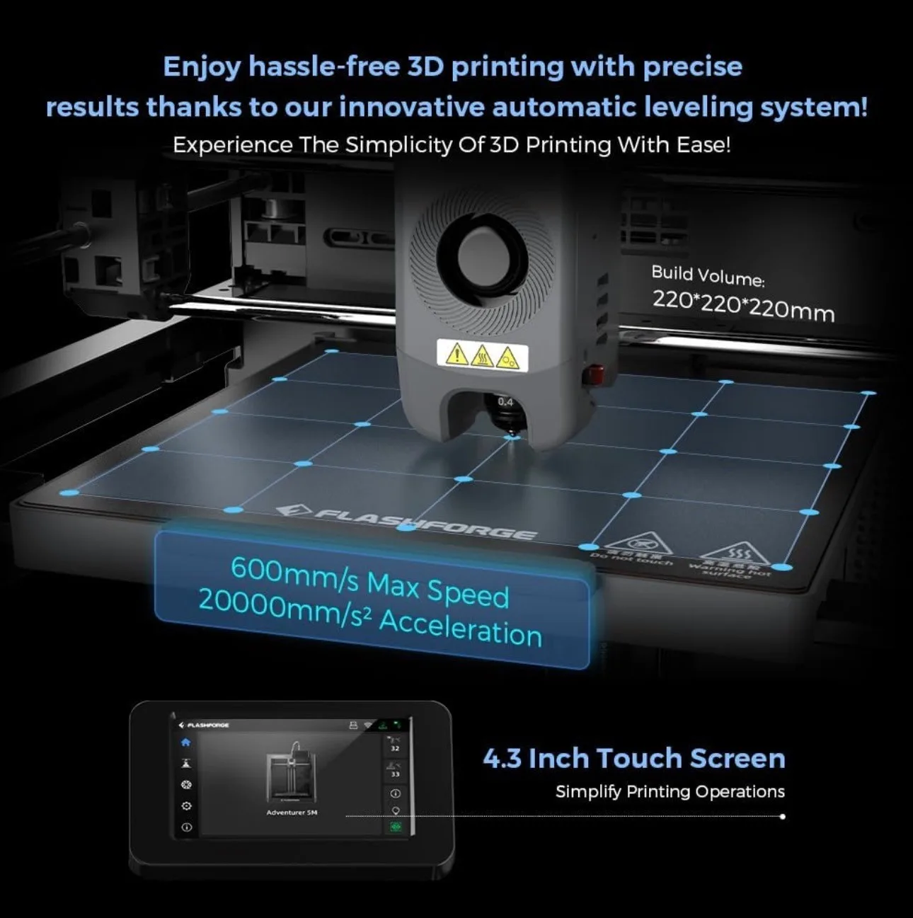 5M 3D Printer 600mm/s High-Speed Auto Level 280°C Dual-Sided PEI image indicator(4)