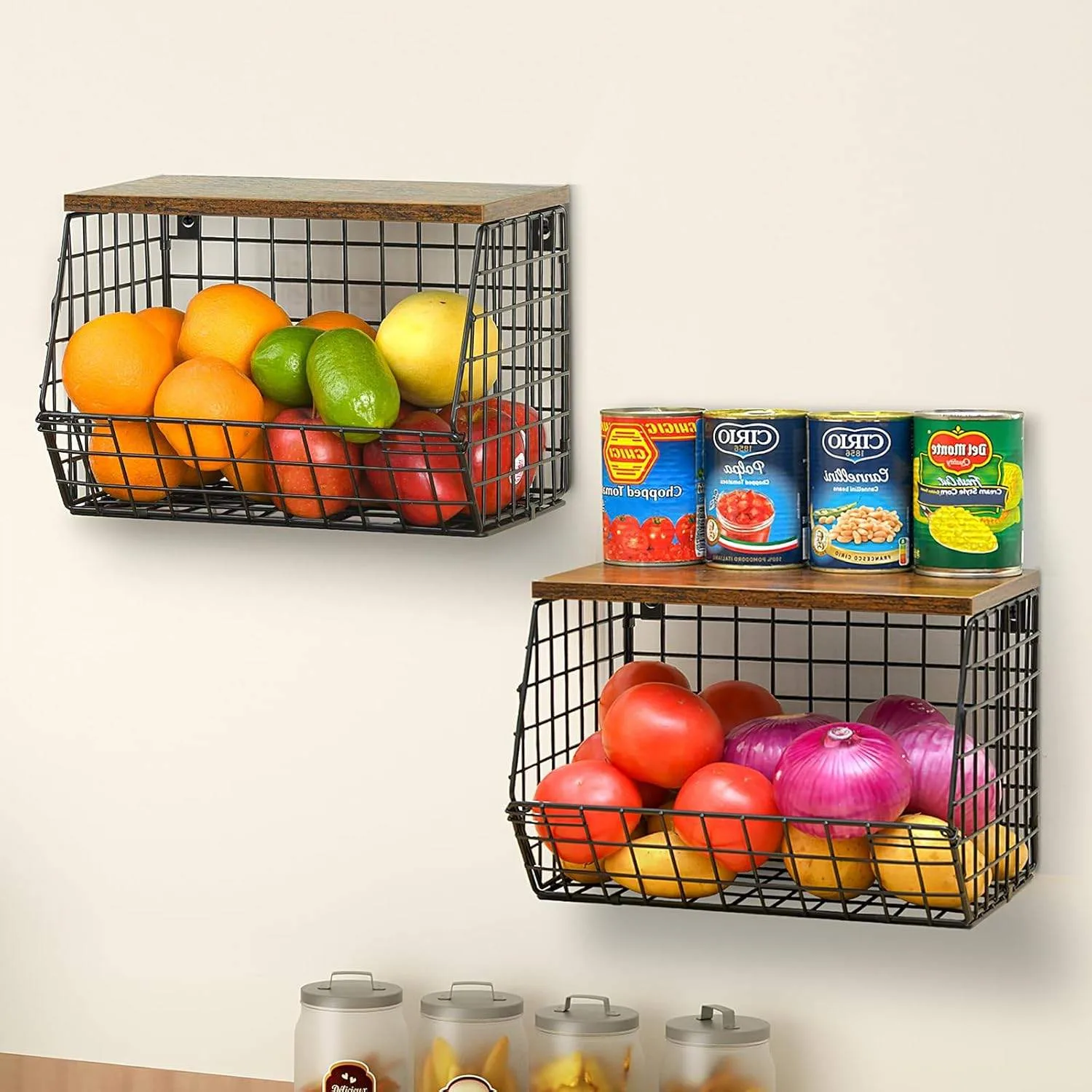 Wetheny 2-Piece Metal Fruit & Vegetable Storage Baskets – Matte image indicator(8)