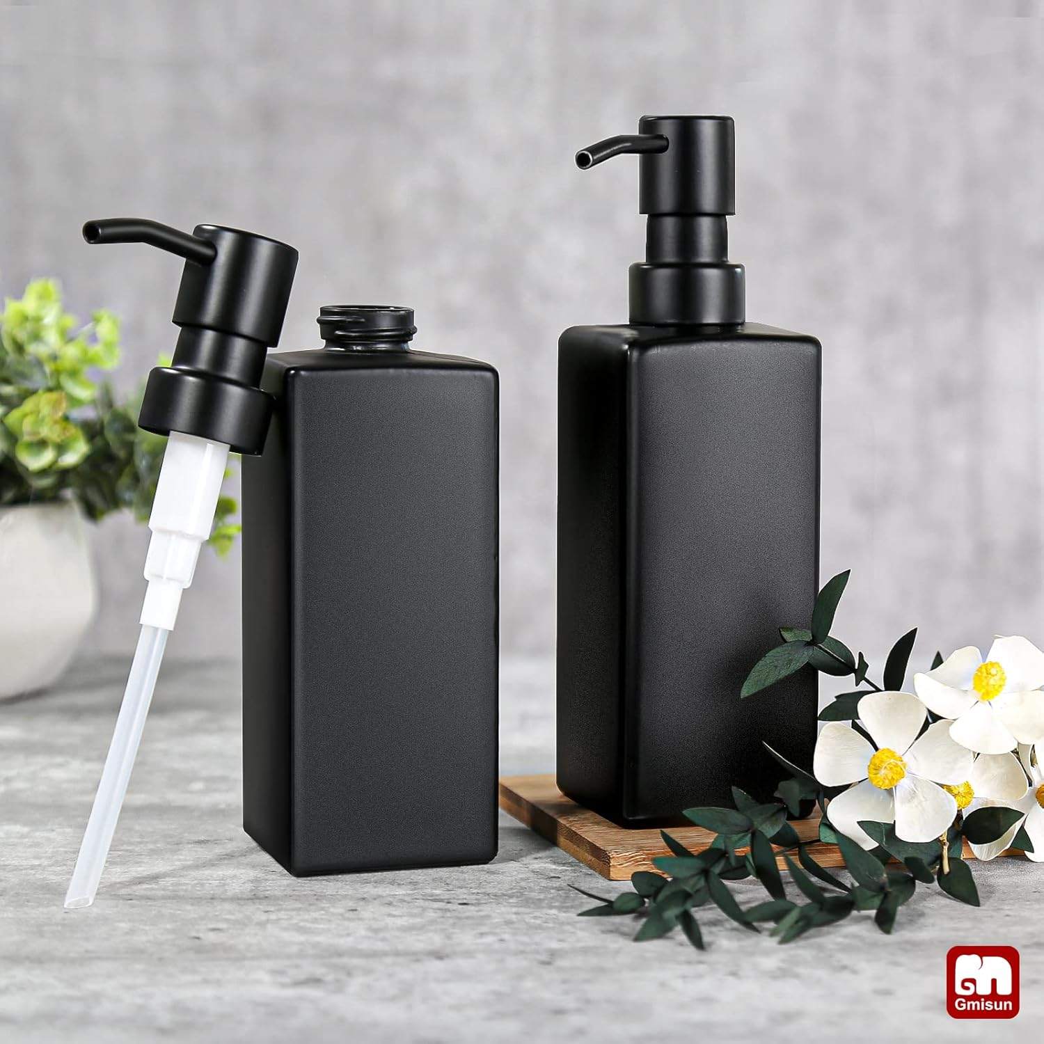 Matte Black Glass Soap Dispenser Set – 2-Pack - photo 3