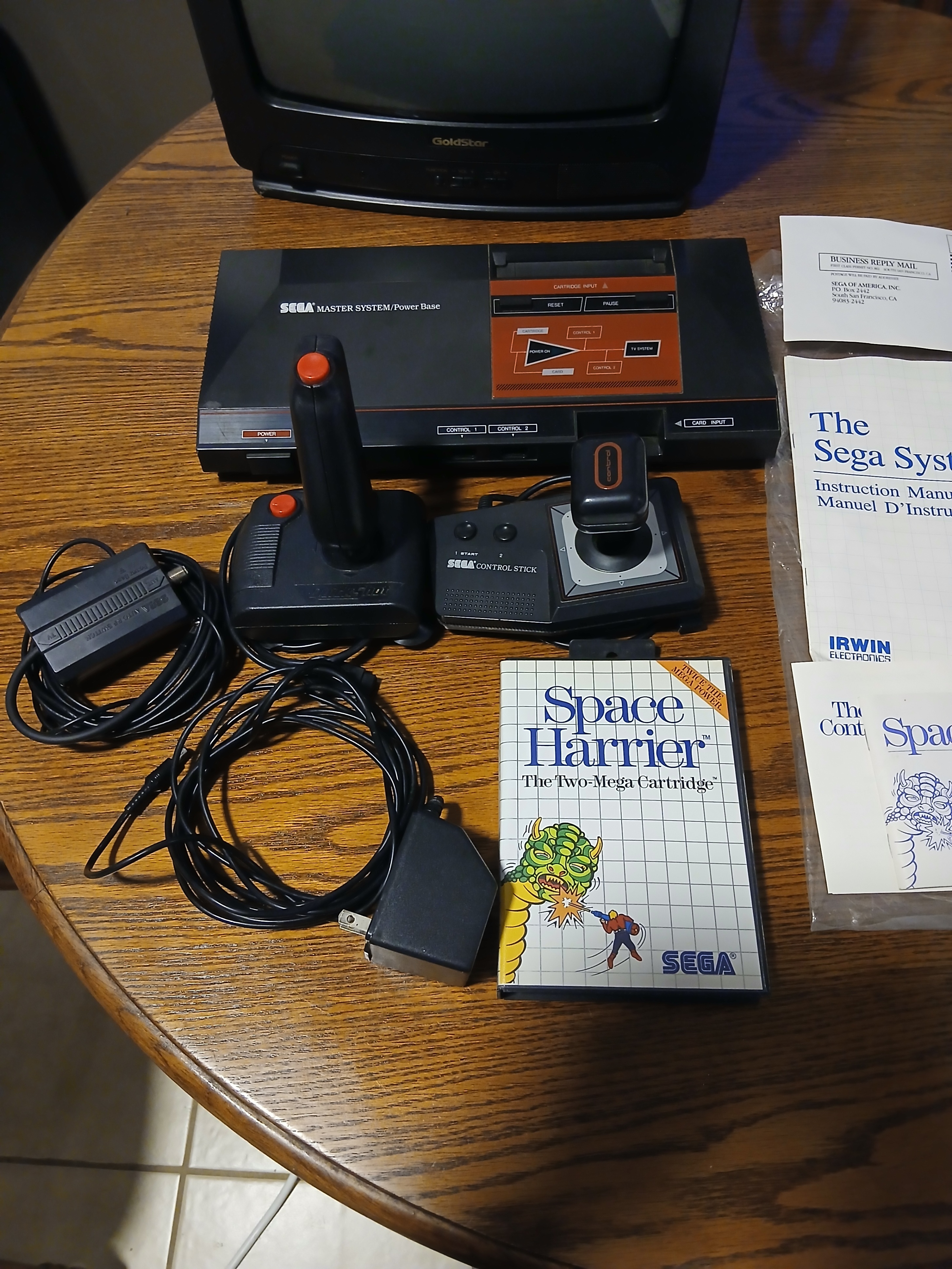 Sega Master System Console, TV & Space Harrier Game