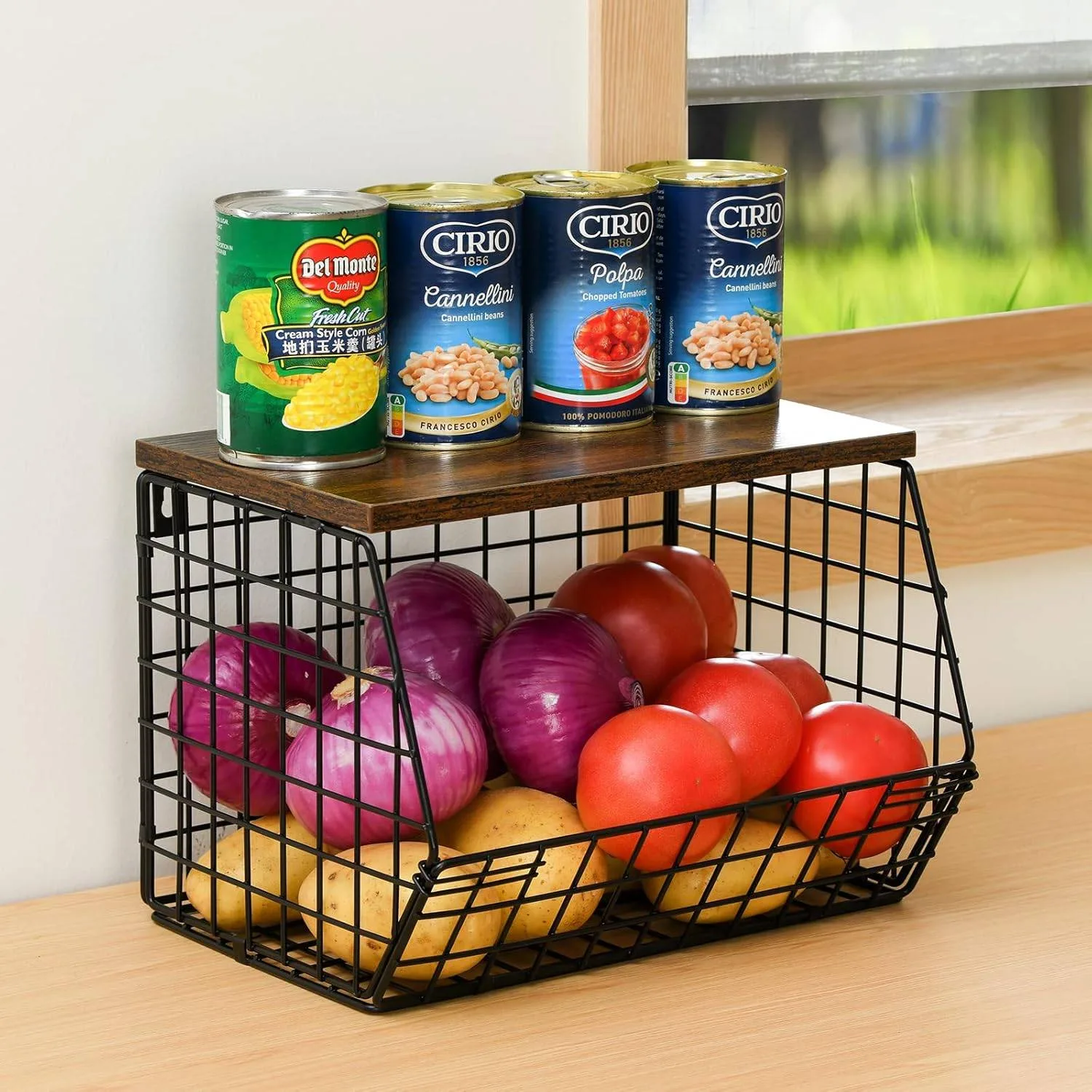 Wetheny 2-Piece Metal Fruit & Vegetable Storage Baskets – Matte image indicator(2)