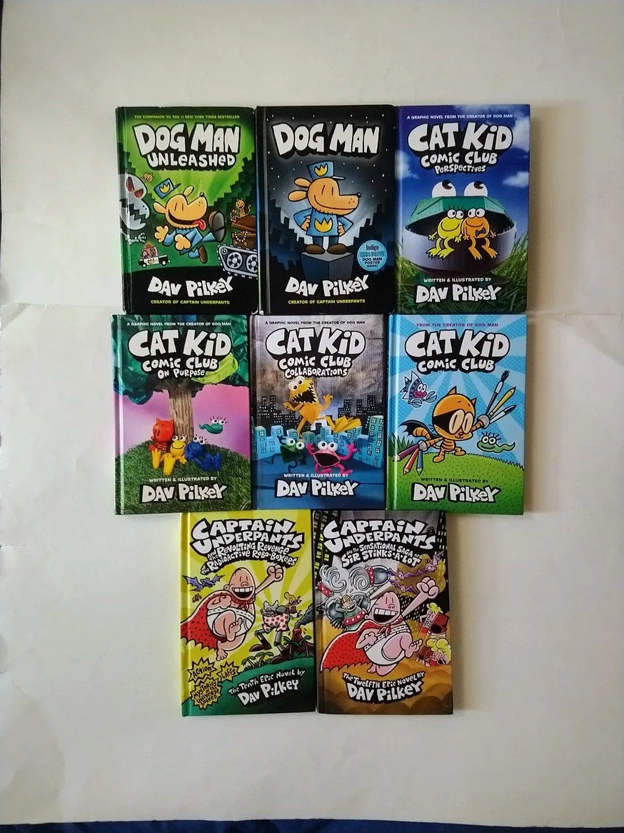 various Dog Man, Cat Kid, Captain Underpants, Dork Diary books!