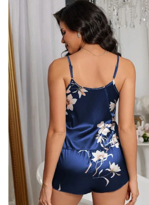 Floral Satin Cami Pajama Set - Size S image indicator(2)