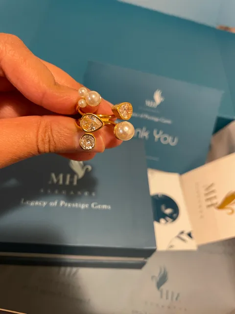 14K Gold Plated Pearl Galaxy Ring – Adjustable