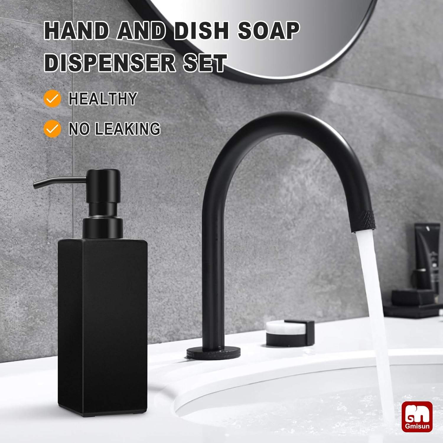 Matte Black Glass Soap Dispenser Set – 2-Pack - photo 2