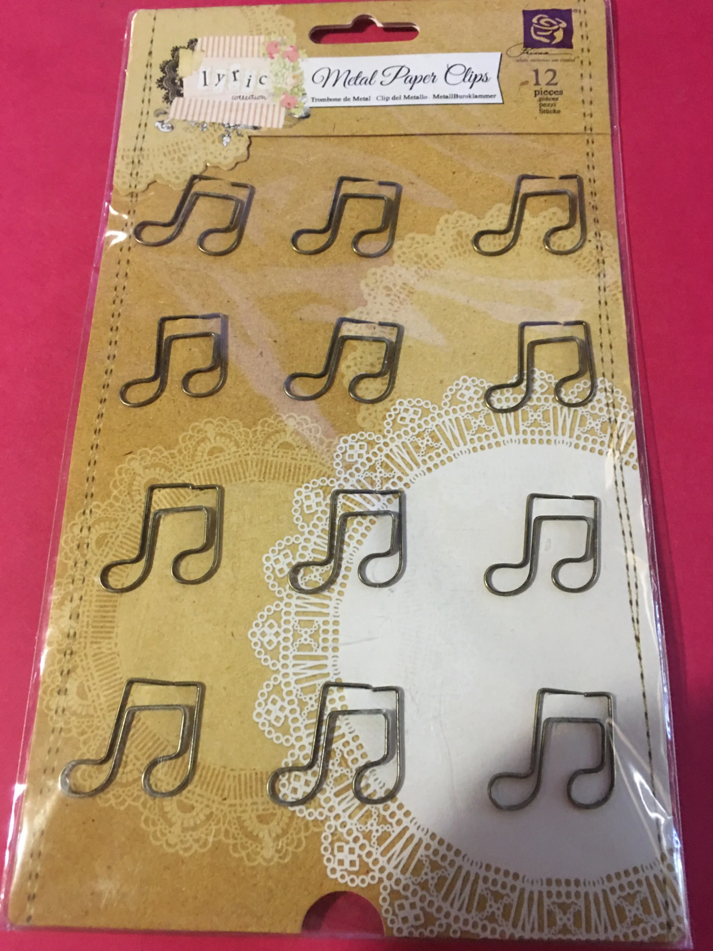 Prima Lyric Metal Paper Clips - 12 Pieces