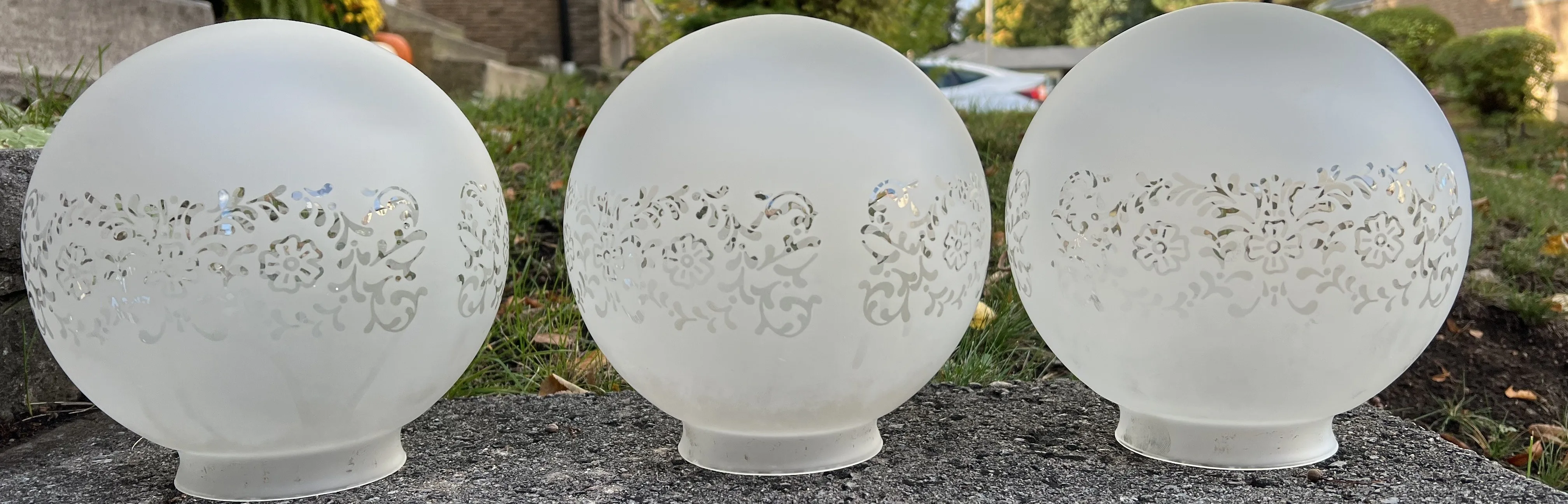 Set Of 3 Glass Globe light fixture