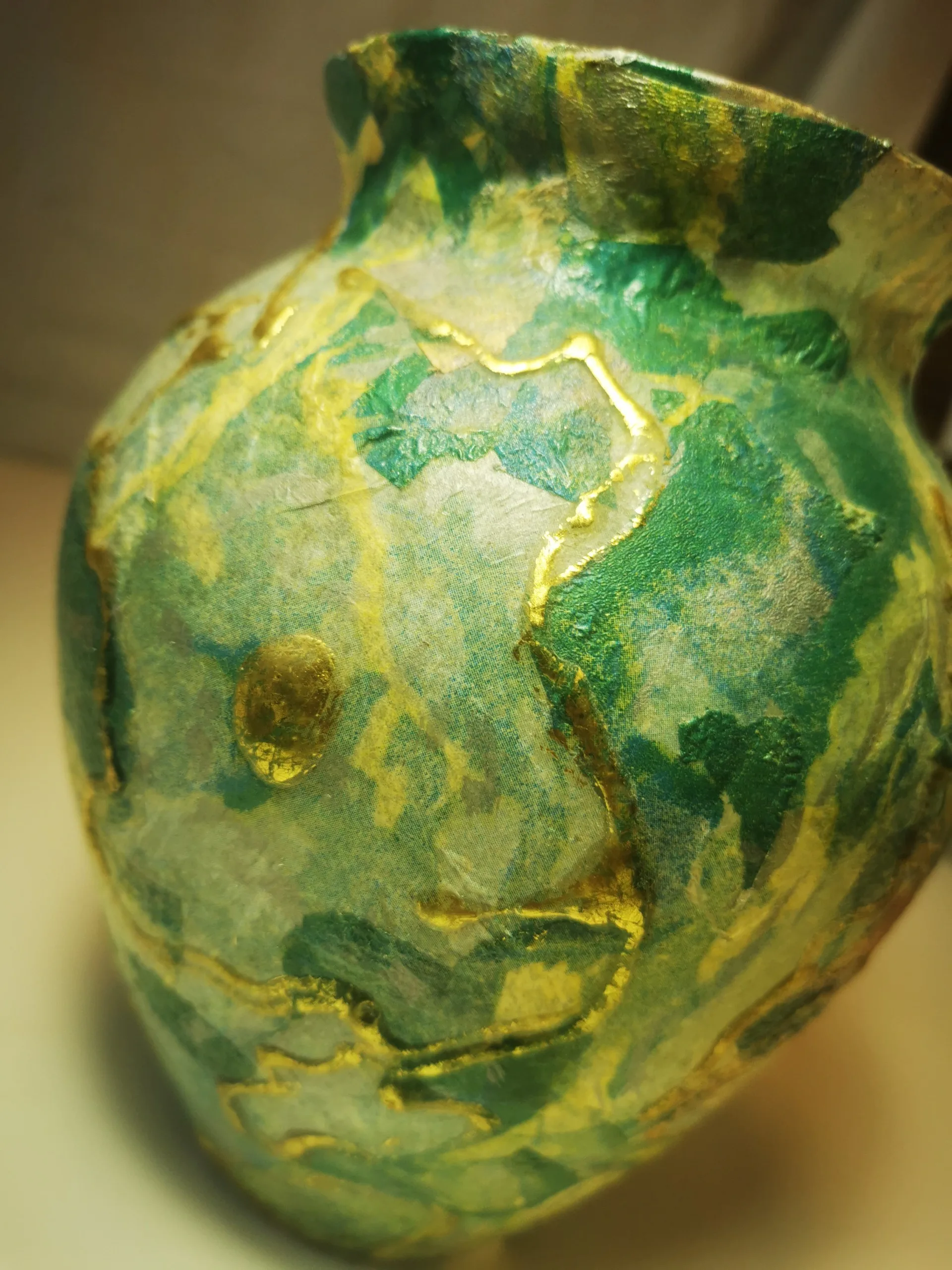 Handmade Decorative Vase with Floral Design 7.5" Tall Vintage image indicator(2)