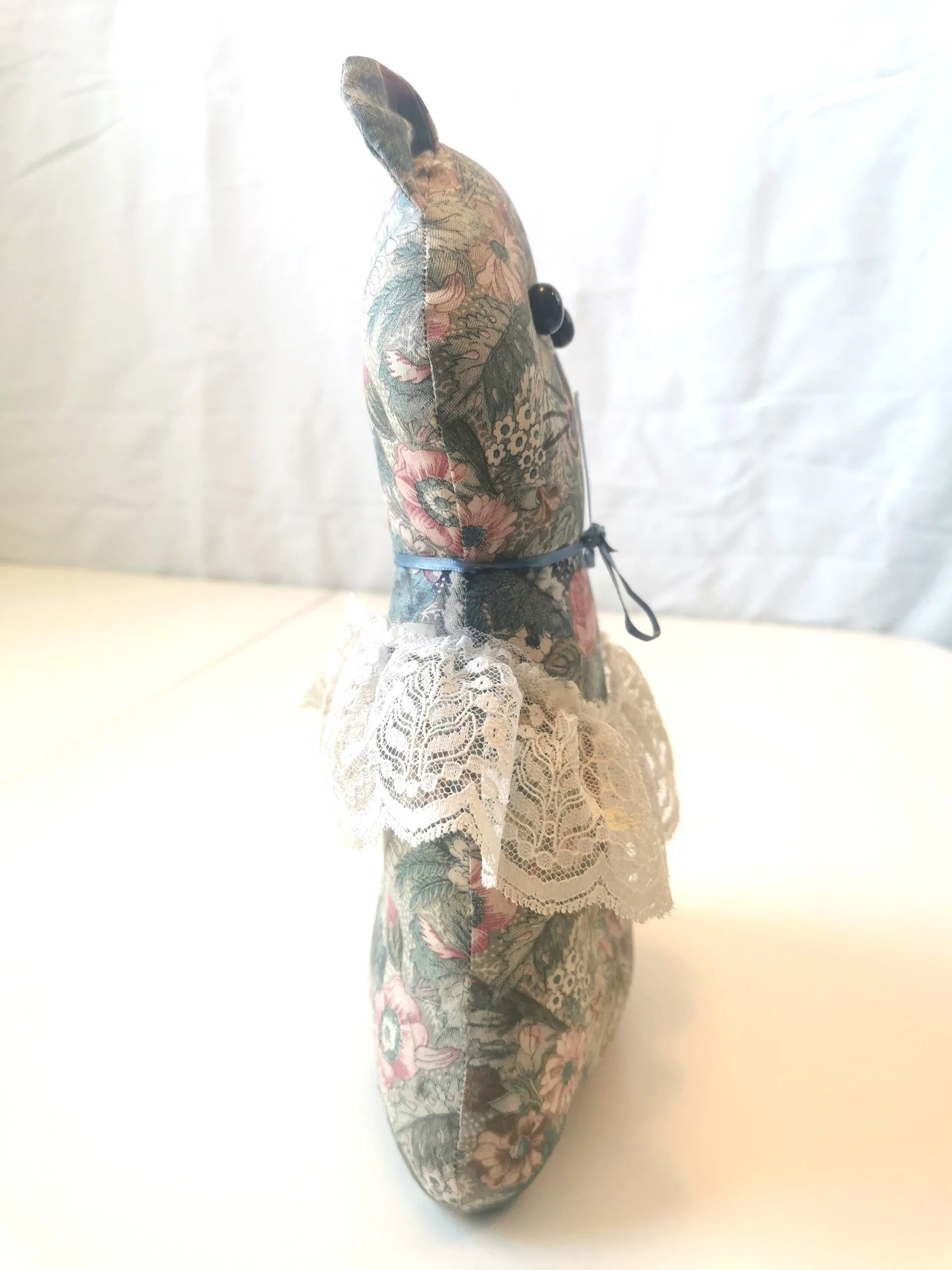 Vintage Quilted Kitty Cat Door Stop Hand Made Folk Art Weighted image indicator(4)