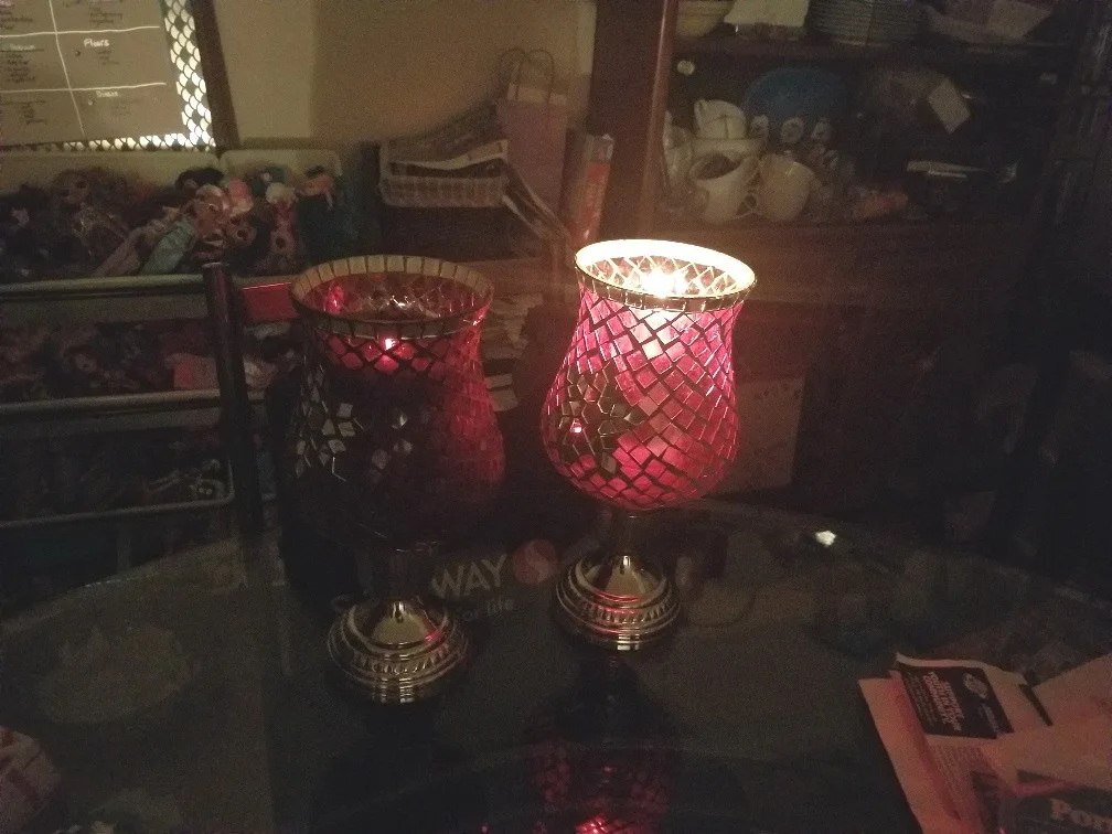 pair Red Mosaic large Candle Holders - Set of 2 image indicator(8)