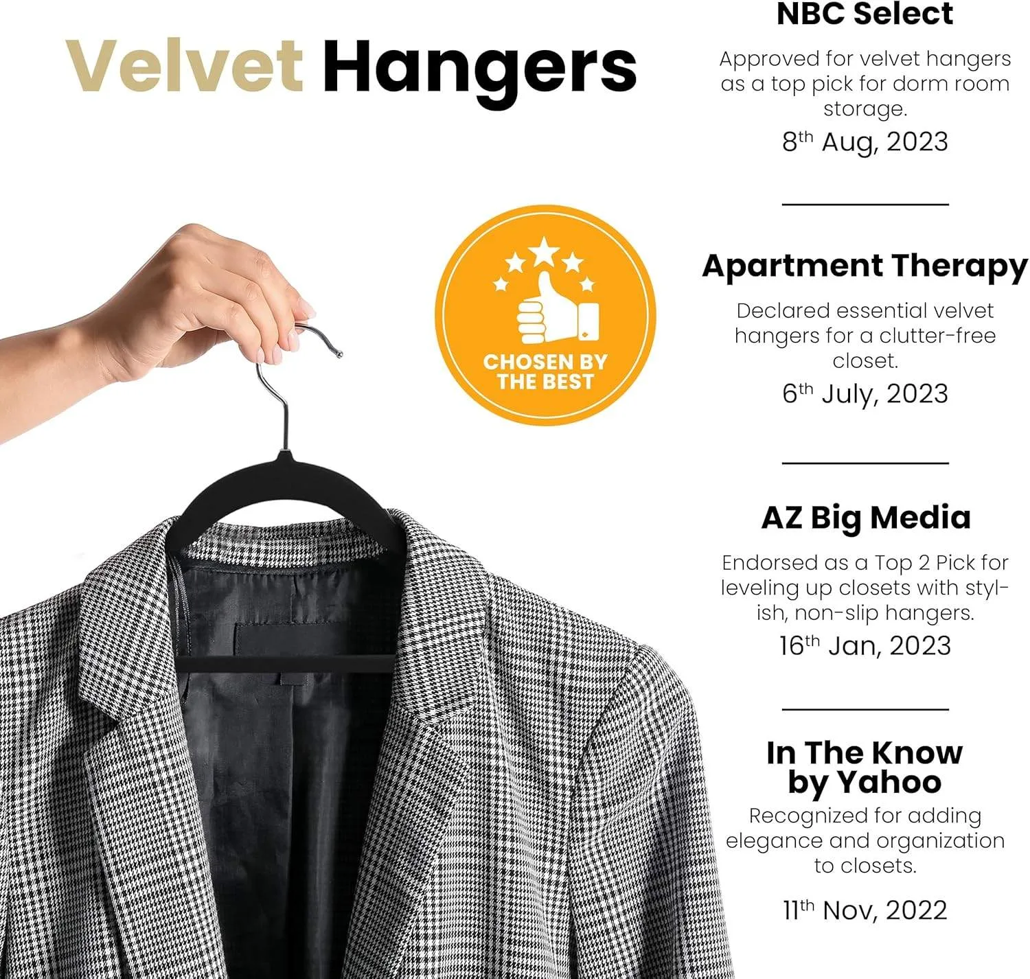 30-Pack Premium Non-Slip Velvet Hangers – Black image indicator(6)