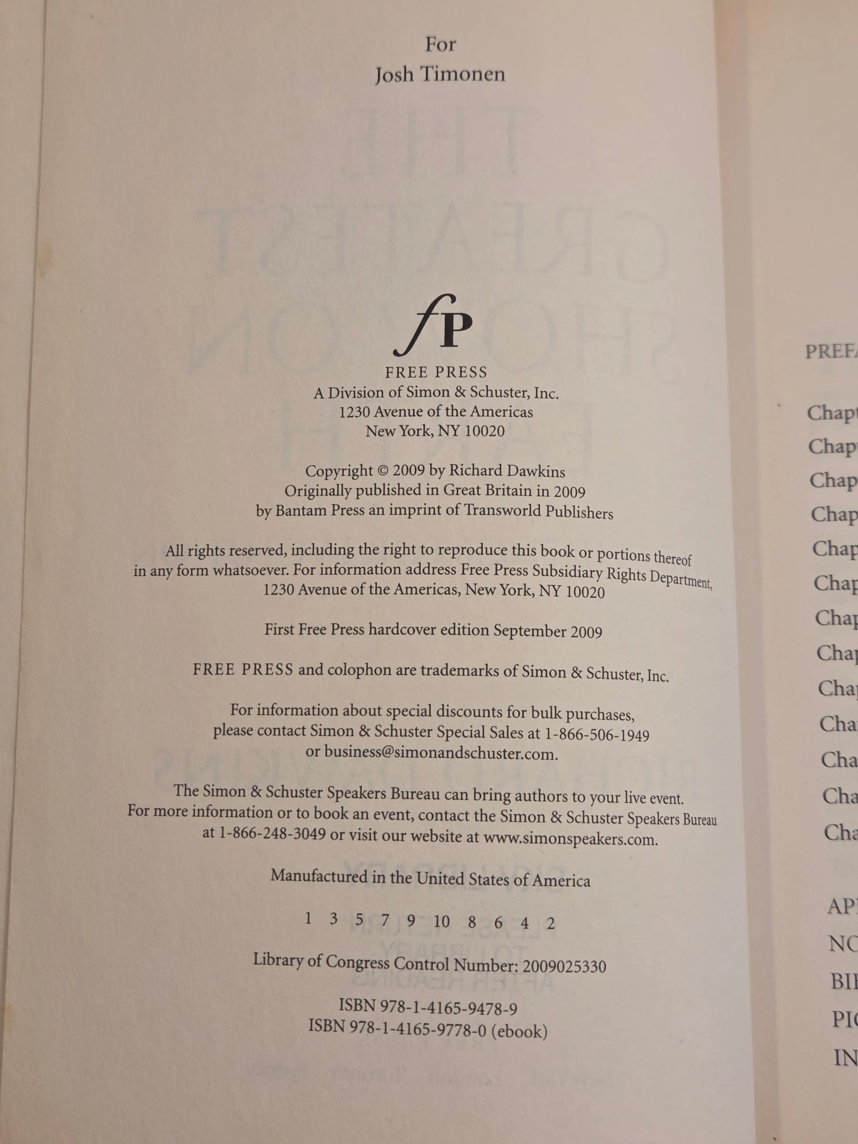 Richard Dawkins – The Greatest Show on Earth, HC 2009 image indicator(5)