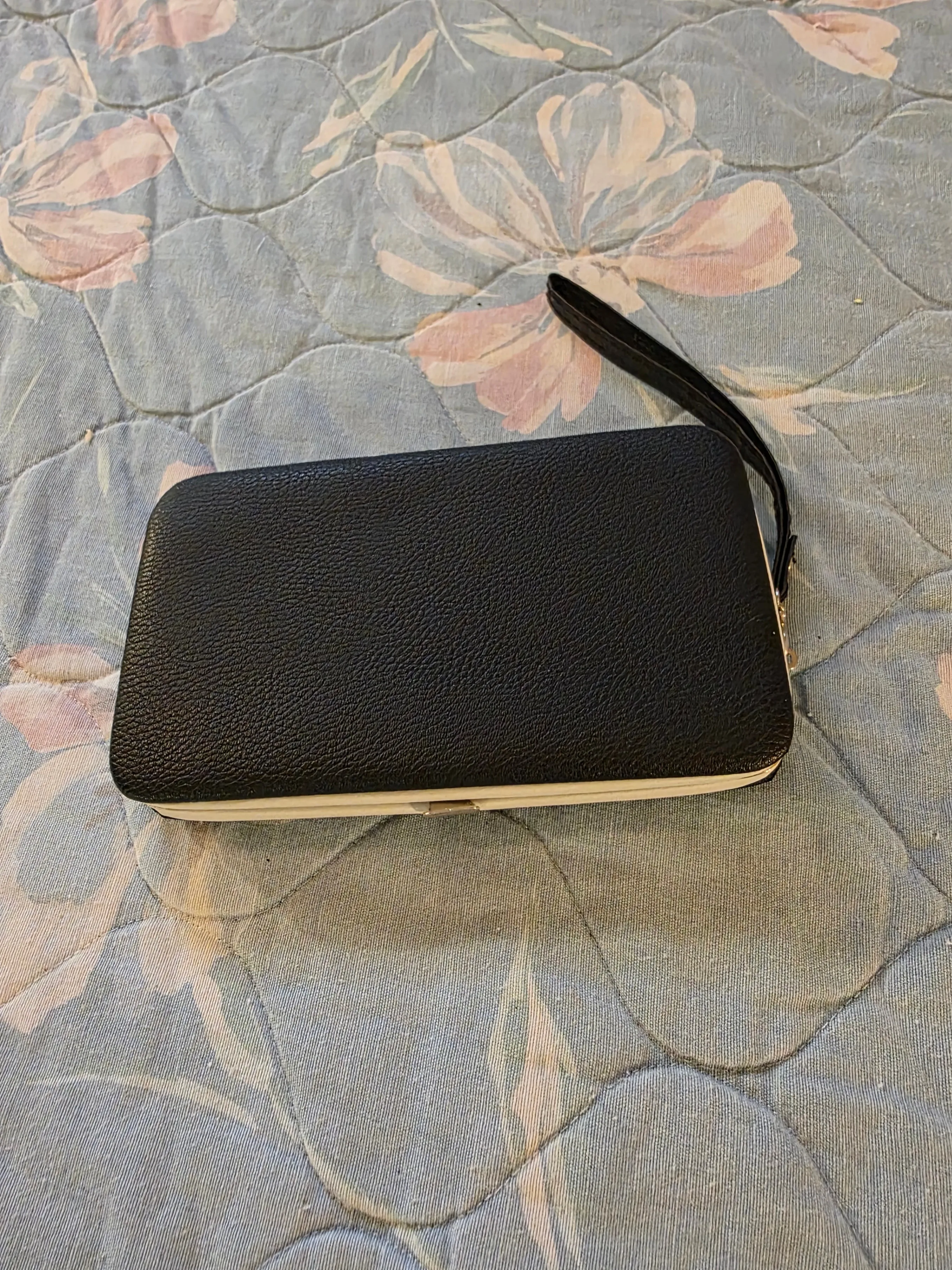 Black Wallet Clutch with Wrist Strap image indicator(3)