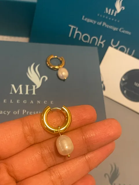 14k Gold Plated Gold & Pearl Halo Hoops image indicator(2)