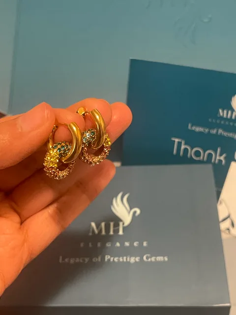 14k Gold Plated Luxe Zircon Hoops image indicator(5)