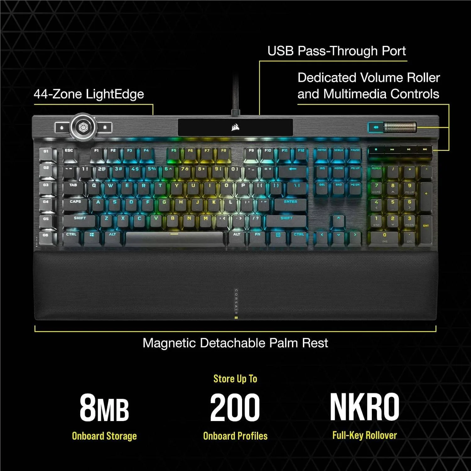 Corsair K100 RGB Optical-Mechanical Wired Gaming Keyboard - OPX image indicator(4)