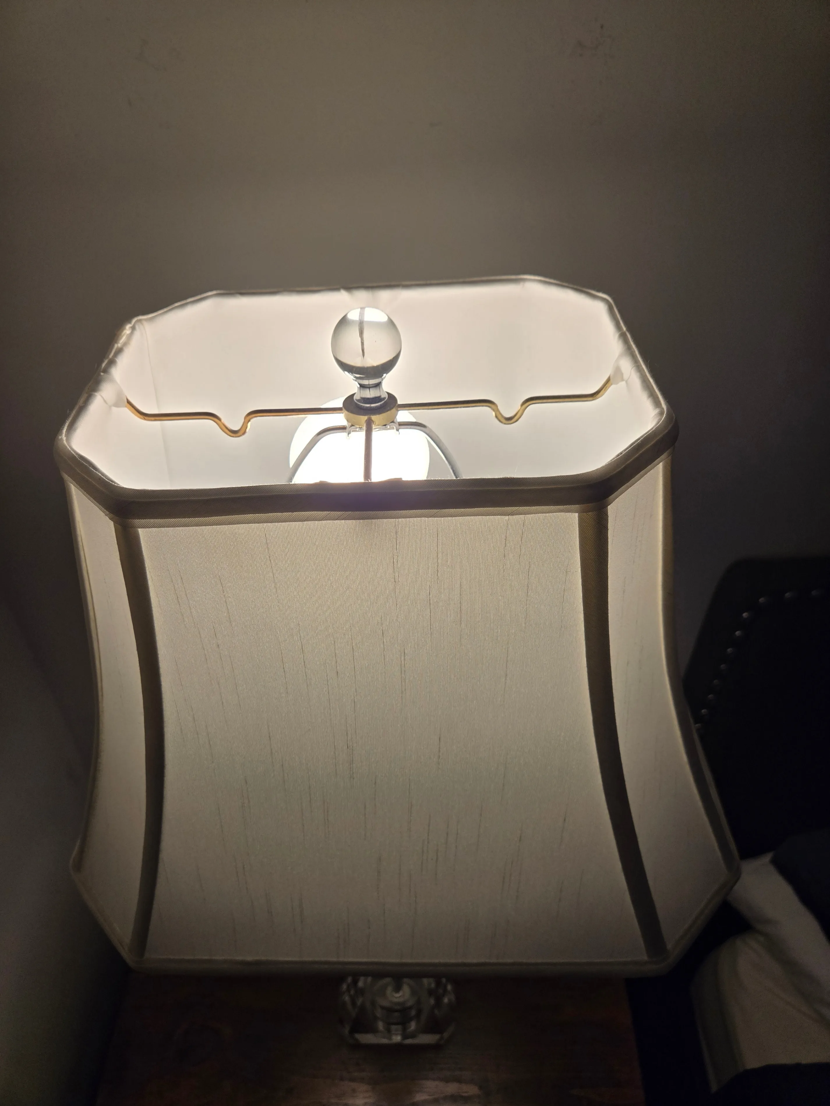 Pair of Glass Bedside Lamps – White Shades, Vintage Twist Switch image indicator(2)