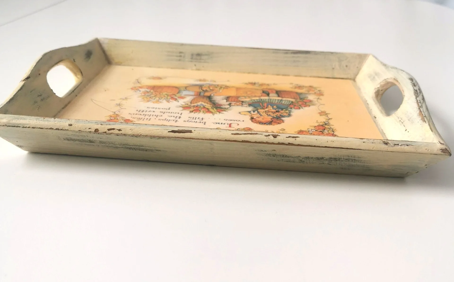 Rare Vintage Picture Wood Serving Tray image indicator(4)