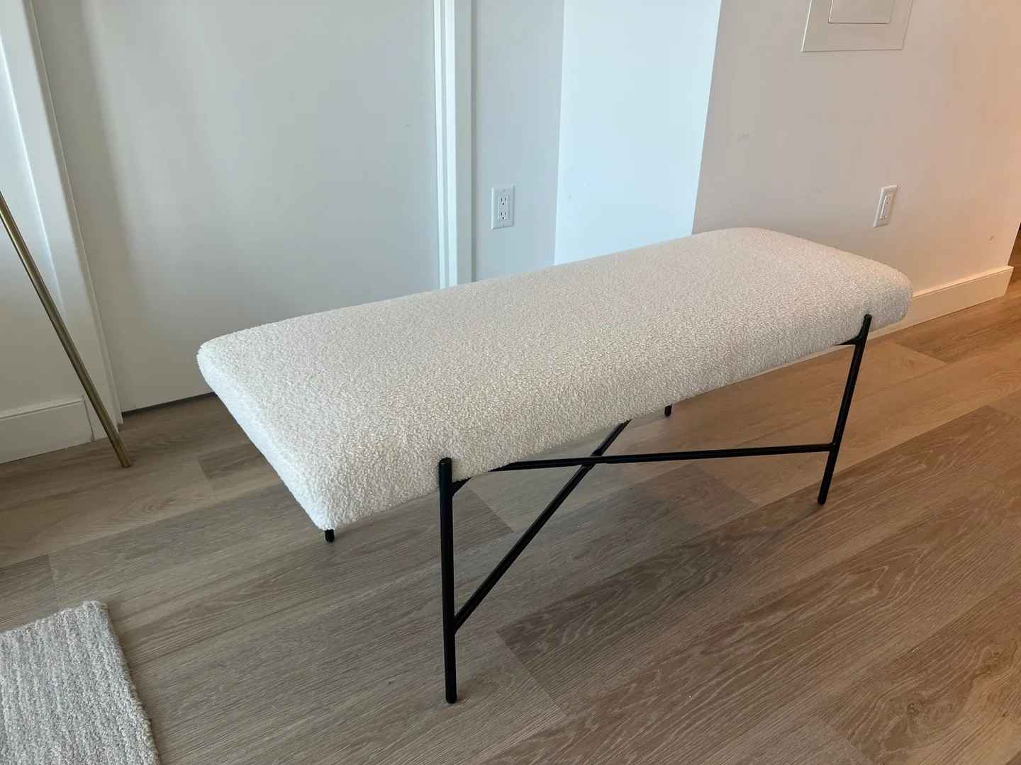 Cream Sherpa Boucle Bench