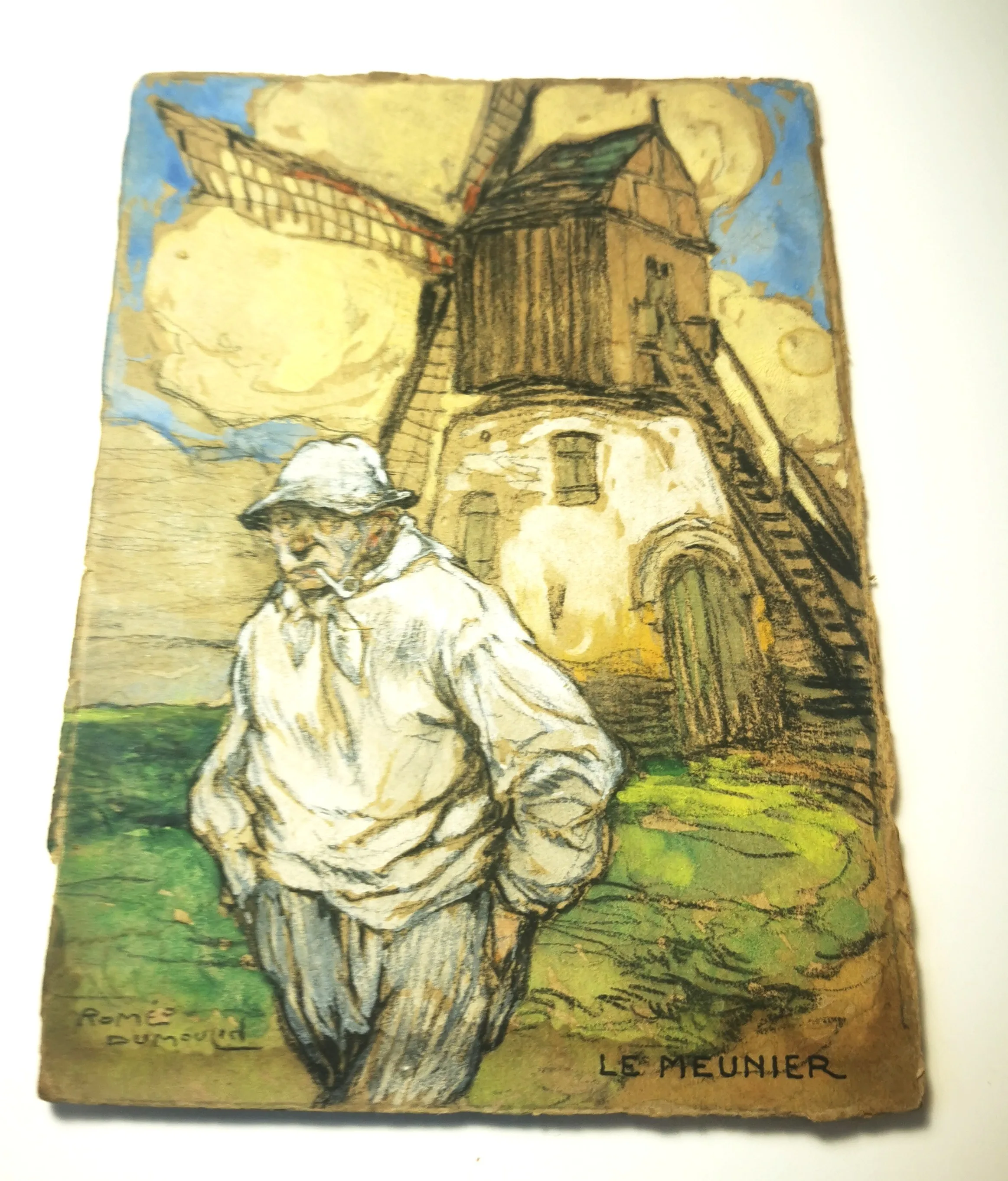 Le Meunie by Roméo Dumoulin French Country Windmill Signed image indicator(9)