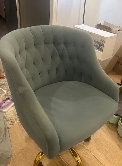 Blue Velvet Swivel Desk Chair