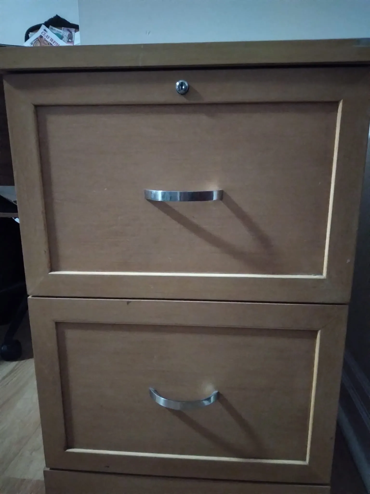 Light Brown Two-Drawer Filing Cabinet