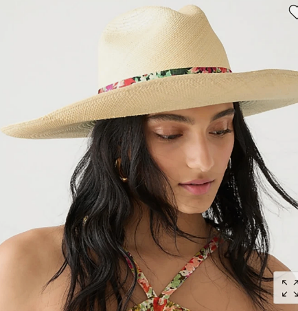 J Crew Wide-Brim Panama Hat with printed band NWT - photo 5