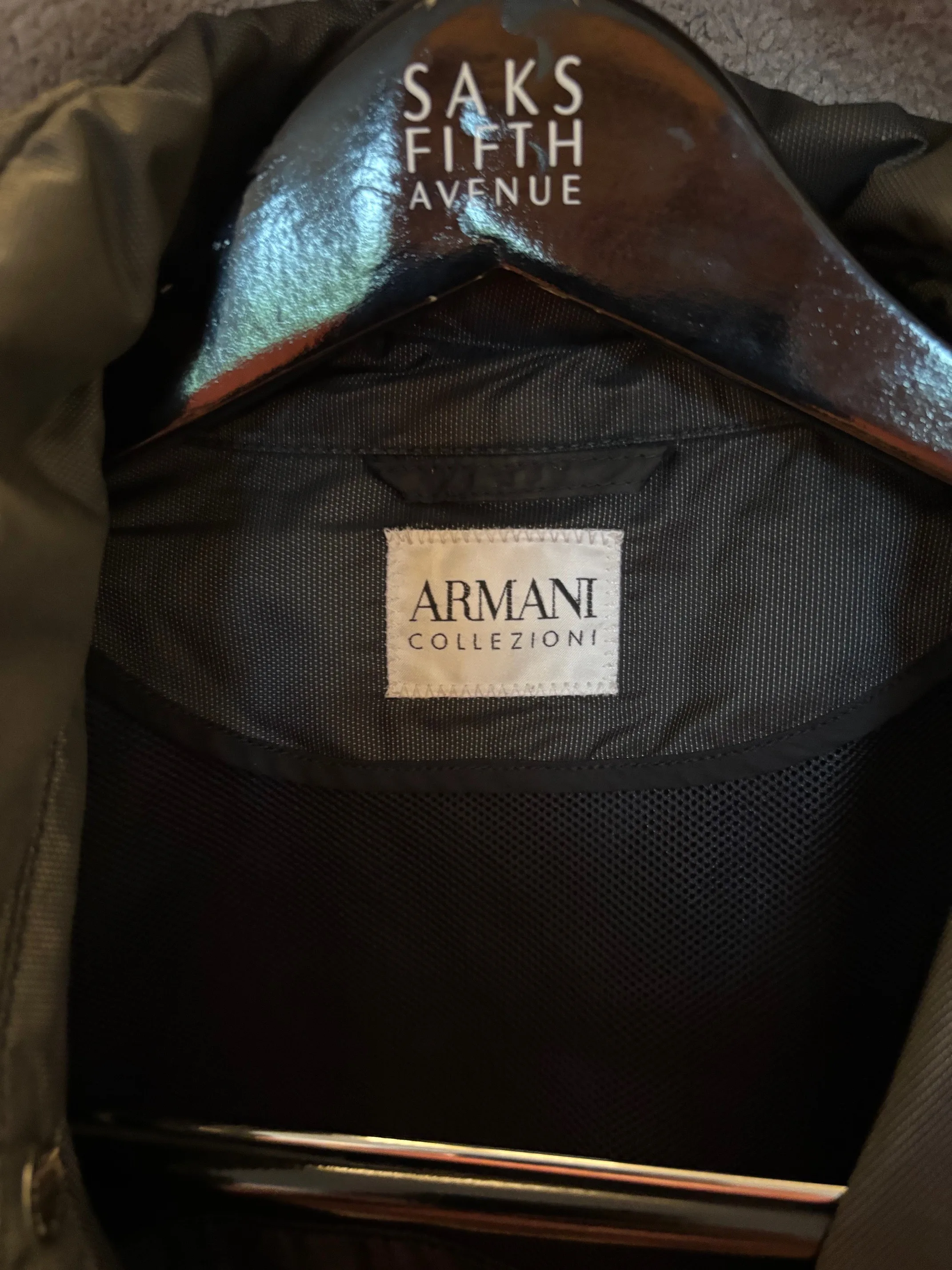 ARMANI COLLEZIONI Dark Grey Men's Windbreaker in size 46L (US) image indicator(3)
