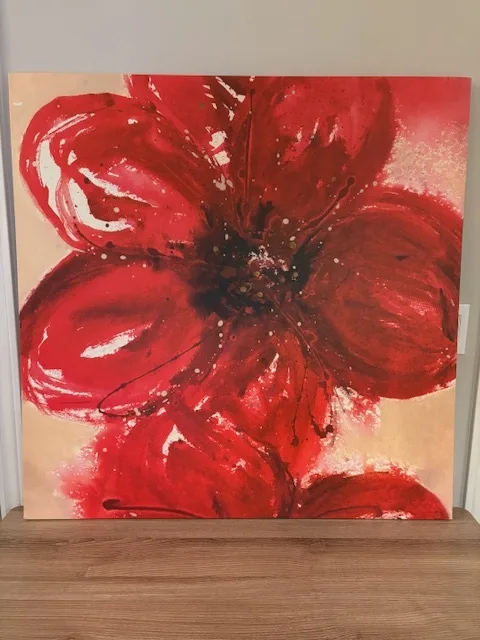 Large Red Floral Canvas Art (39” x 39”) $35 OBO
