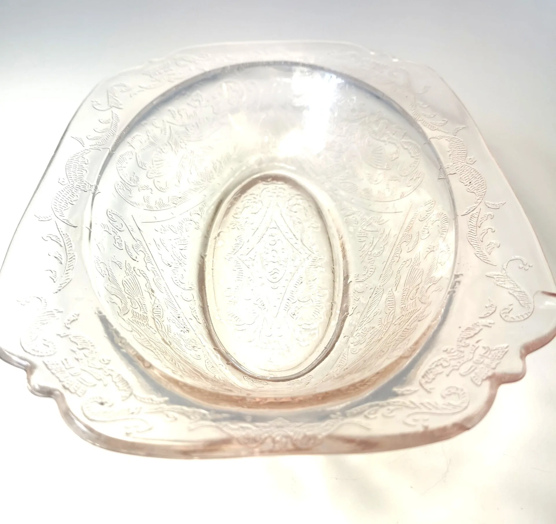 Pink Depression Glass Serving Dish JEANETTE ADAM Pattern 1930s image indicator(5)