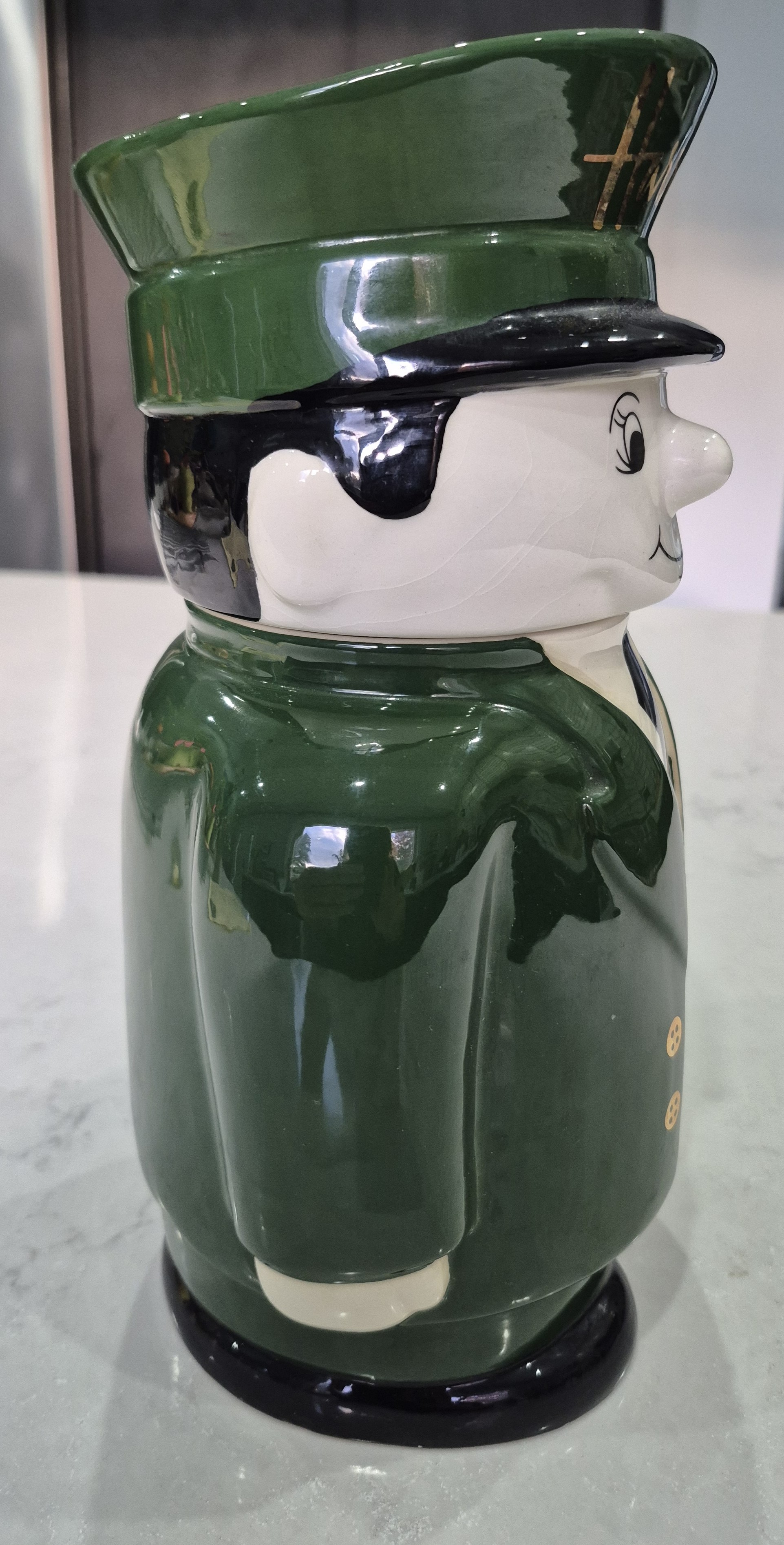 Cookie Jar- Harrods Knightsbridge Green Ceramic Doorman
