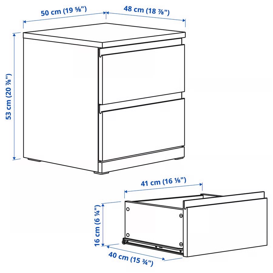 Moving sale! IKEA Nightstand, white/with 2 drawers - photo 3