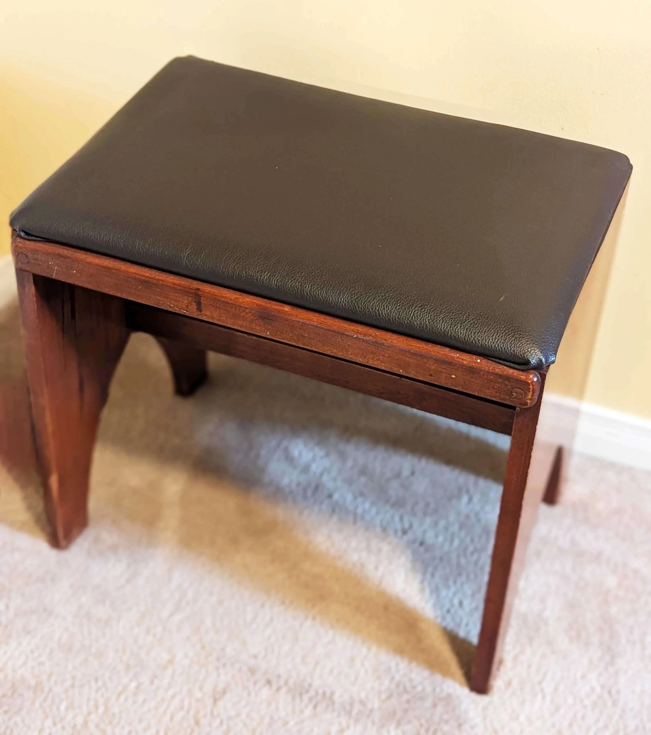 Vintage MCM Upholstered Stool or Sewing Bench image indicator(2)