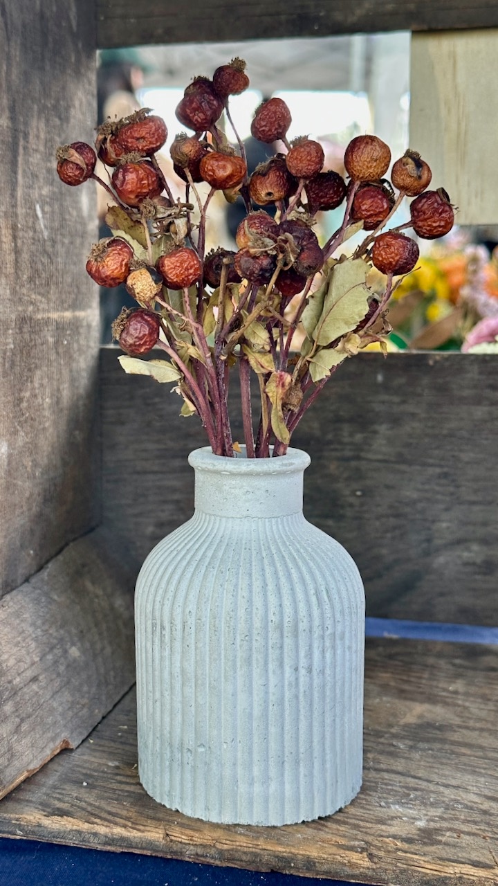 Fluted Vase with Dried Flowers